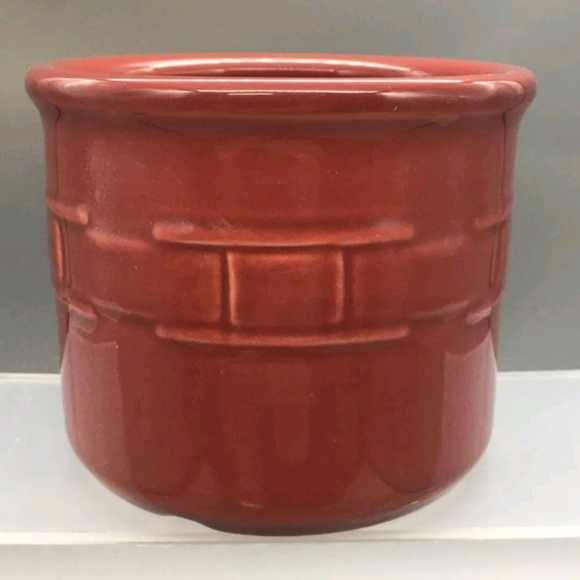 Longaberger Pottery Woven Traditions Paprika Pillar Candle Holder/Crock - Picture 1 of 4